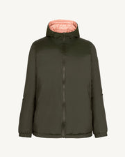 Doudoune réversible à capuche Ultralight Army/Rose poudre Bangkok 2.0