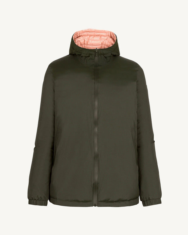 Doudoune réversible à capuche Ultralight Army/Rose poudre Bangkok 2.0
