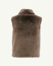 Doudoune avec des cristaux Swarovski®️ sans manches réversible Grand Froid Taupe Daria